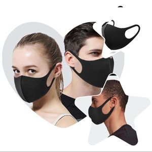 3/$18 Black Plain Face Masks Unisex Comfortable